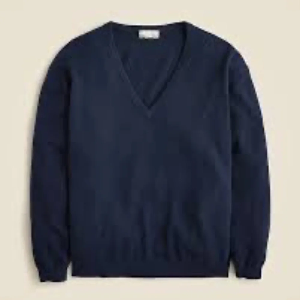 J. Crew Navy V-Neck Cashmere Sweater - Picture 3 of 8